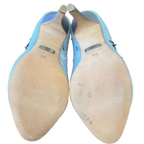 Women's Badgley Mischka Lace Embroidered & Floral Sequin Round Toe‎ Heels 9M - Picture 4 of 4